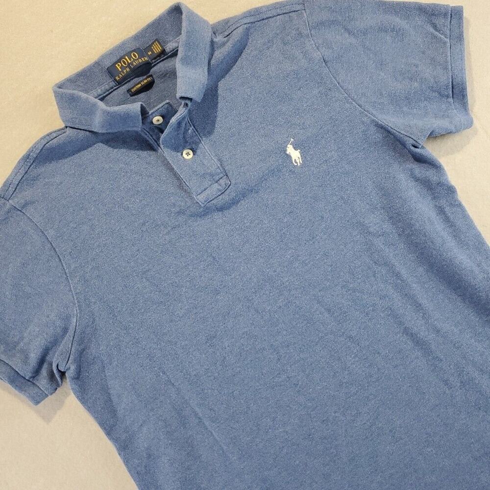 Polo Ralph Lauren Men Custom Slim Fit Mesh Polo Shirt Pony Logo Blue M